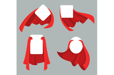 Red hero cape label collection for advertising design