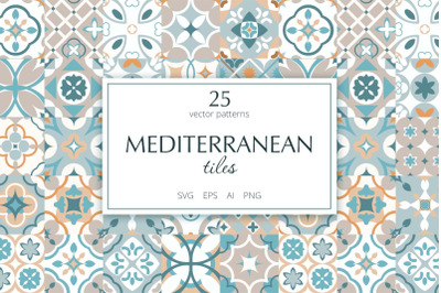 Mediterranean tiles vector patterns