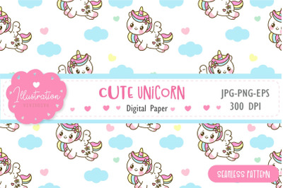 Cute Unicorn pattern paper seamless pattern kawaii cartoon