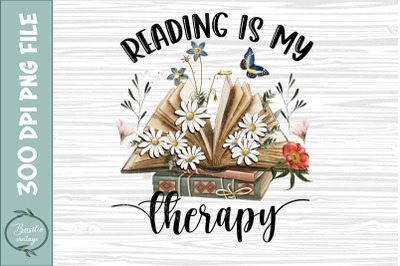 Book Floral Reading is My Therapy PNG