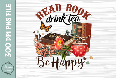 Read Books and Be Happy Book Floral PNG