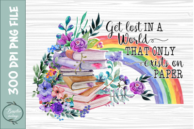 Get lost Book Floral Sublimation