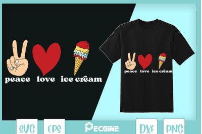 Cute Teenager Peace Love Ice Cream