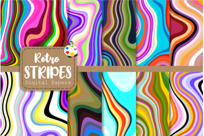 Funky Retro Striped Pattern Paper Backgrounds