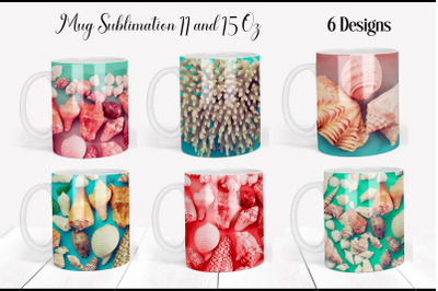 Seashell Mug Wrap | Summer Mug Sublimation