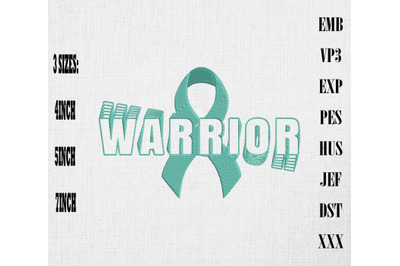 Warrior Teal Ribbon PTSD Awareness Embroidery