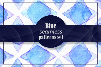 Blue watercolor patterns pack