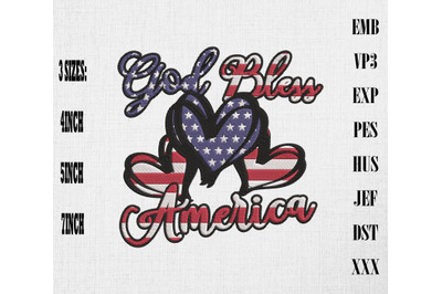 God Bless America 4th Of July Embroidery