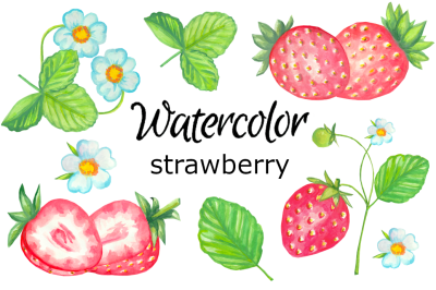 Strawberry watercolor clipart