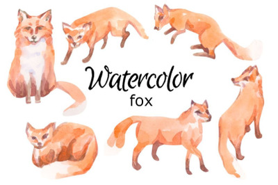 Watercolor fox clip art