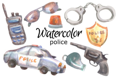 Police watercolor clip art