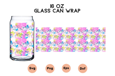 16 Oz Glass Can Wrap Butterfly SVG PNG EPS DXF