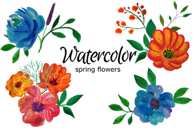 Watercolor spring flowers