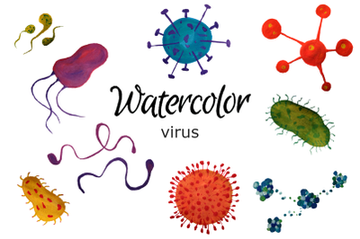 Watercolor virus clip art