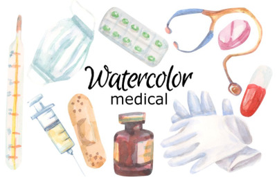 Medical watercolor clip art