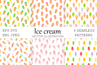 Ice cream seamless pattern. Ice cream background