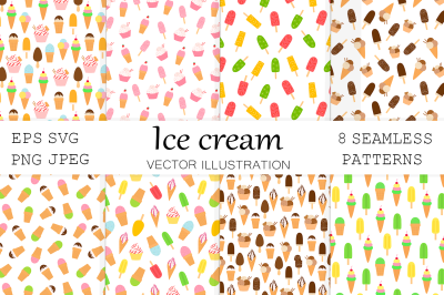 Ice cream seamless pattern. Ice cream background