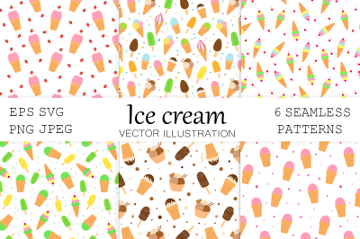 Ice cream seamless pattern. Ice cream background