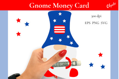 4 July Gnome Money Card. Money Card SVG. Money Holder.