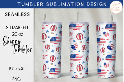 4th of July Tumbler Sublimation PNG. American Patriotic Tumbler Wrap