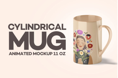 Cylindrical Mug Animated Mockup 11oz