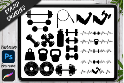 Weights Stamps Brushes for Procreate and Photoshop. Procreate Stamp