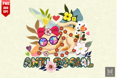 Anti Social Cat Hippie Flower