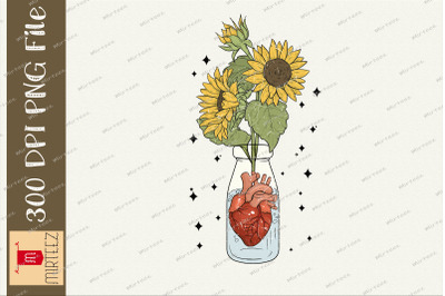 Heart With Sunflower In Jar Creative Png