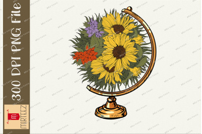 Flower Globe Earth Creative Design Png