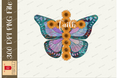 Butterfly Faith Cross Sublimation Design