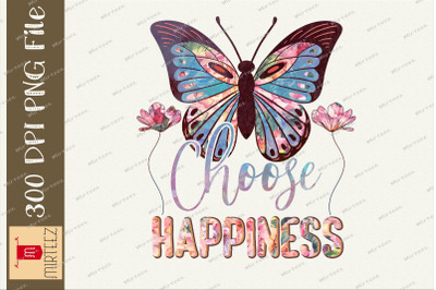 Choose Happiness Butterfly Design Png