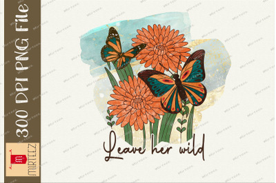 Leave Her Wild Vintage Butterfly Design