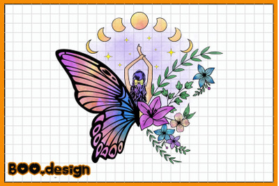 Woman Flower Butterfly Wings Graphics