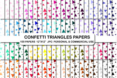 100 Confetti triangles digital papers background paper pack