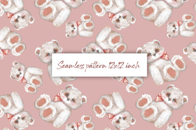 Digital paper with Teddy. Seamless pattern design