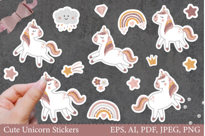 Cute Unicorn Stickers |Printable Stickers Cricut Design