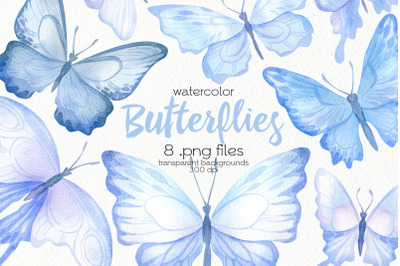 Watercolor Butterfly Clipart - PNG Files