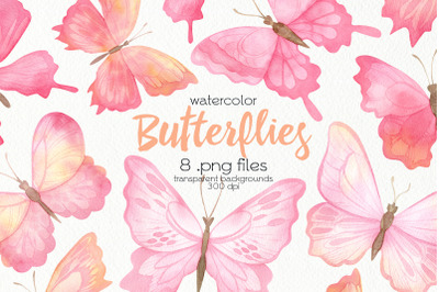 Watercolor Butterfly Clipart - PNG Files