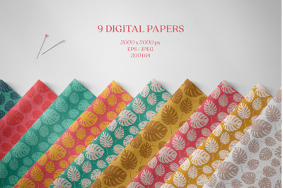 Digital papers monstera colors