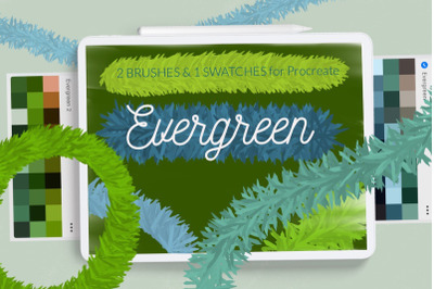 Evergreen color palette. Christmas tree holiday brushes