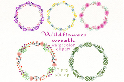 Wildflower Frame Clipart | Watercolor wildflowers wreath png