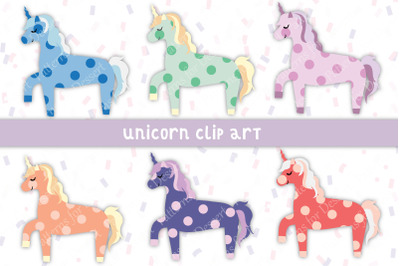 Polka Dot Unicorn Clip Art