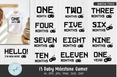 13 set Baby Milestone Gamer SVG