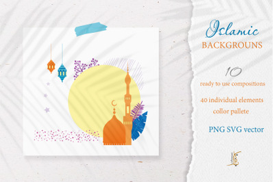 Islamic background collection created in bright colors