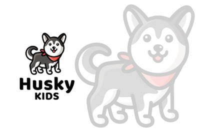 Husky Kids Cute Logo Template