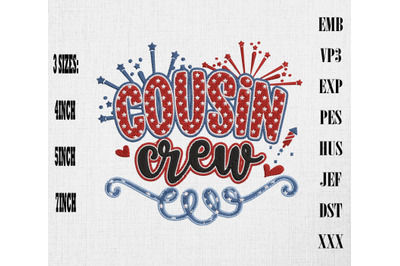 Cousin Crew 4th Of July Embroidery USA Independence Day