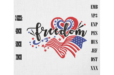 Freedom America Flag 4th Of July Embroidery USA Independence Day