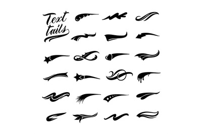 Text tails. Calligraphic swoosh, retro decorative swish line and under