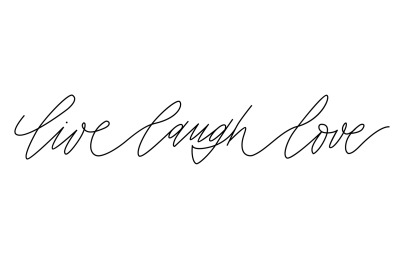 Live Laugh Love continuous line. Spiritual affirmation, positive motiv