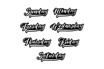 Names of week days. Weekly planner lettering stickers&2C; hand drawn call